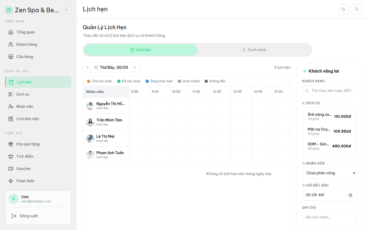 Timeline lịch hẹn