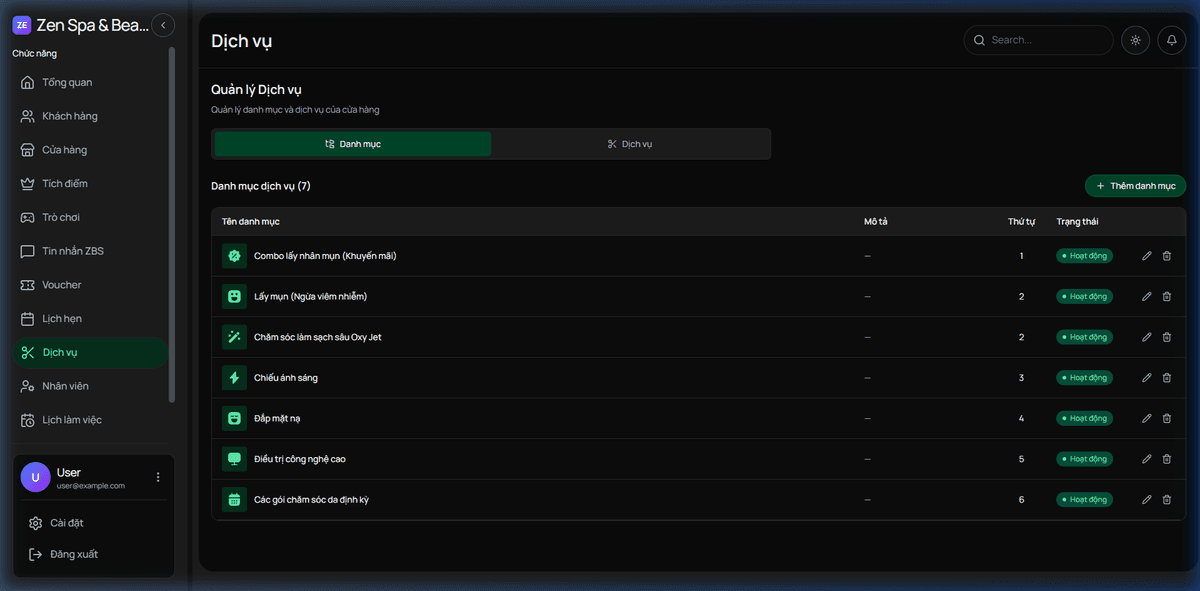 Danh mục Dịch vụ